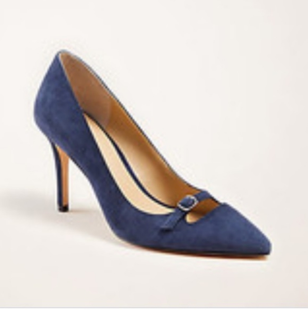 Ann Taylor Mila Mini Buckle Pump size 10 True Navy